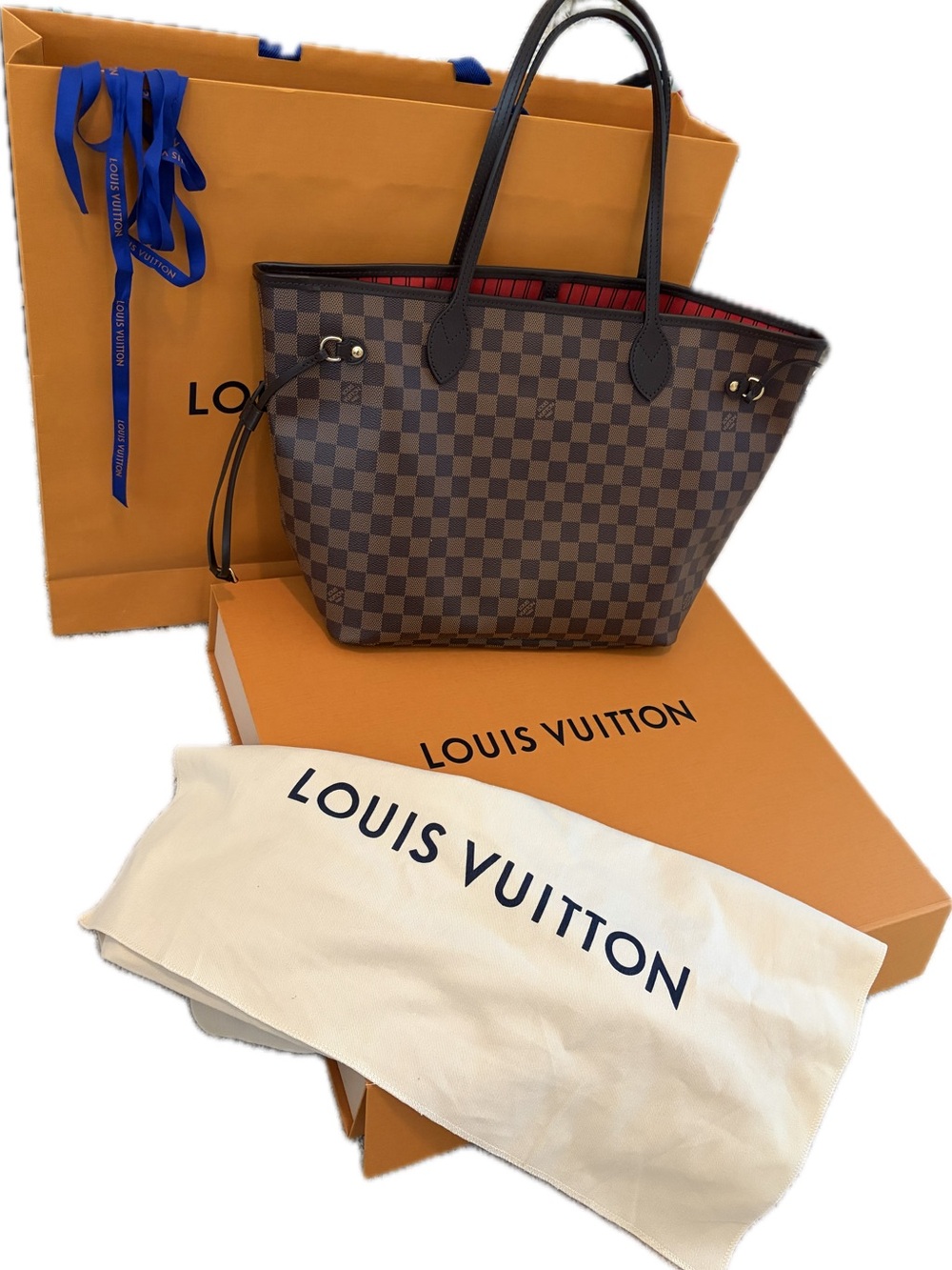 Louis Vuitton Damier Ebene Neverfull MM Tote Bag